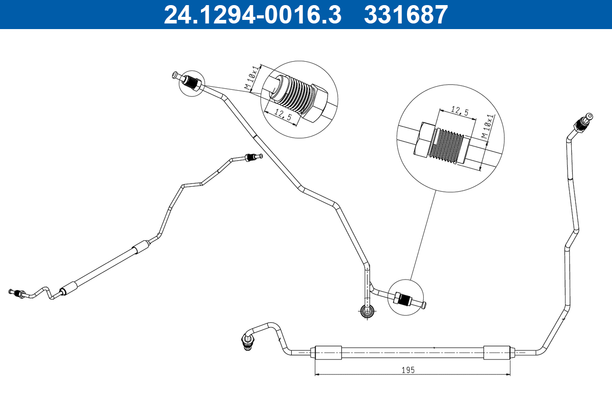 ATE Bremseslange 24129400163 for RENAULT