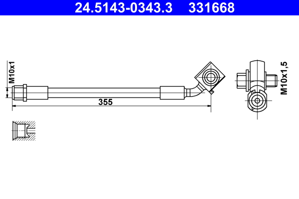 ATE Bremseslange 24514303433 for VAUXHALL