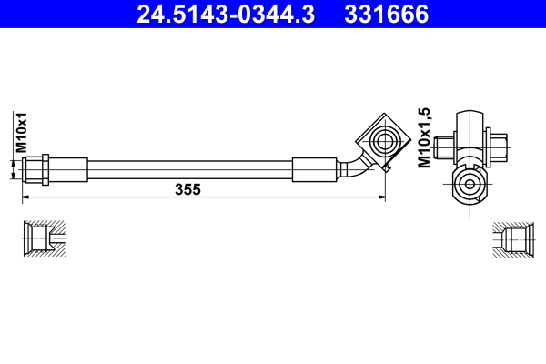 ATE Bremseslange 24514303443 for VAUXHALL