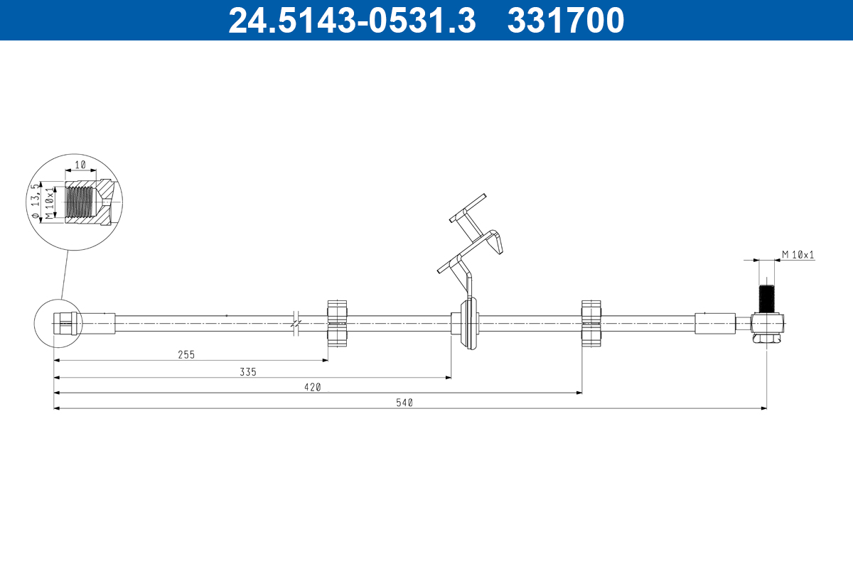 ATE Bremseslange 24514305313 for MERCEDES-BENZ