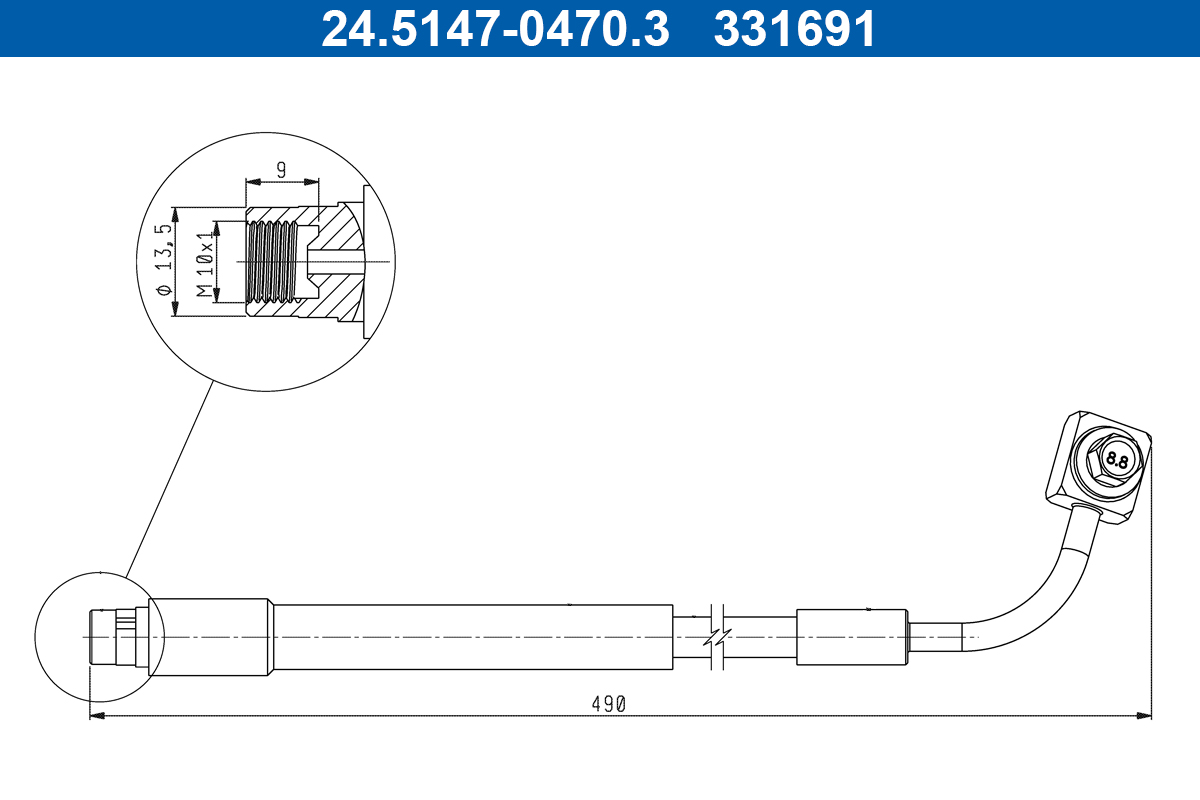 ATE Bremseslange 24514704703 for VAUXHALL CHEVROLET