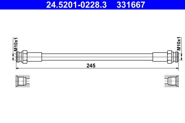 ATE Bremseslange 24520102283 for VAUXHALL