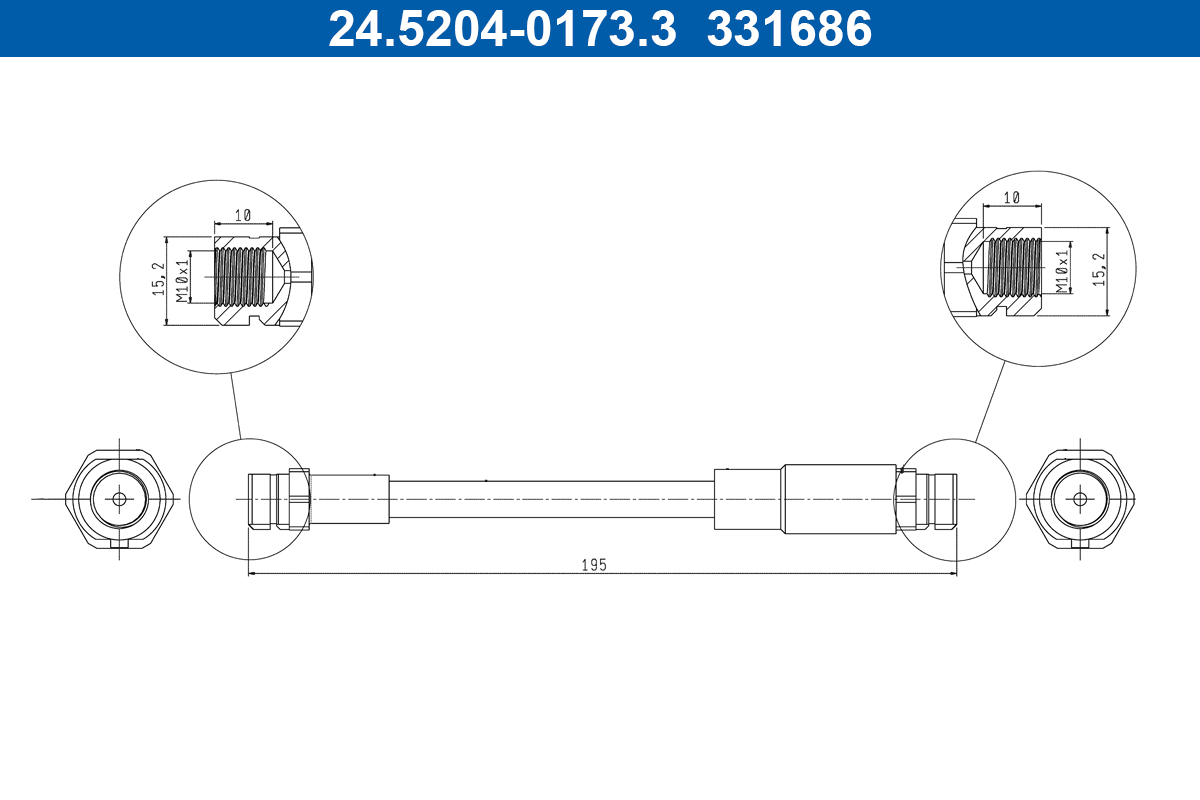 ATE Bremseslange 24520401733 for VAG