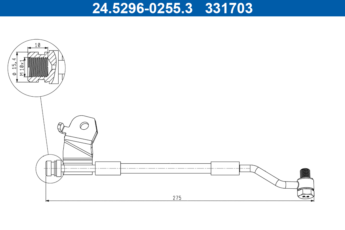 ATE Bremseslange 24529602553 for HYUNDAI
