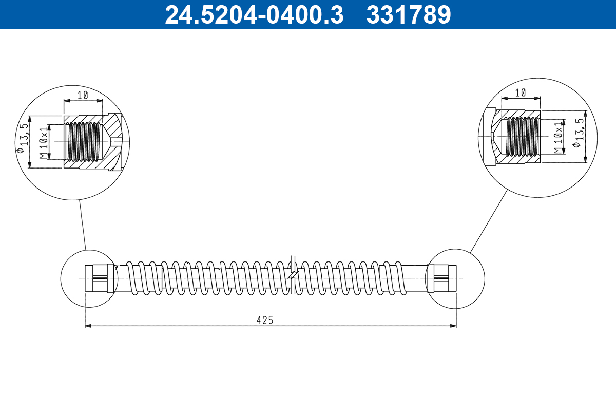 ATE Bremseslange 24520404003 for PORSCHE VAG