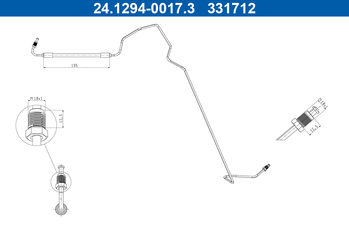 ATE Bremseslange 24129400173 for RENAULT