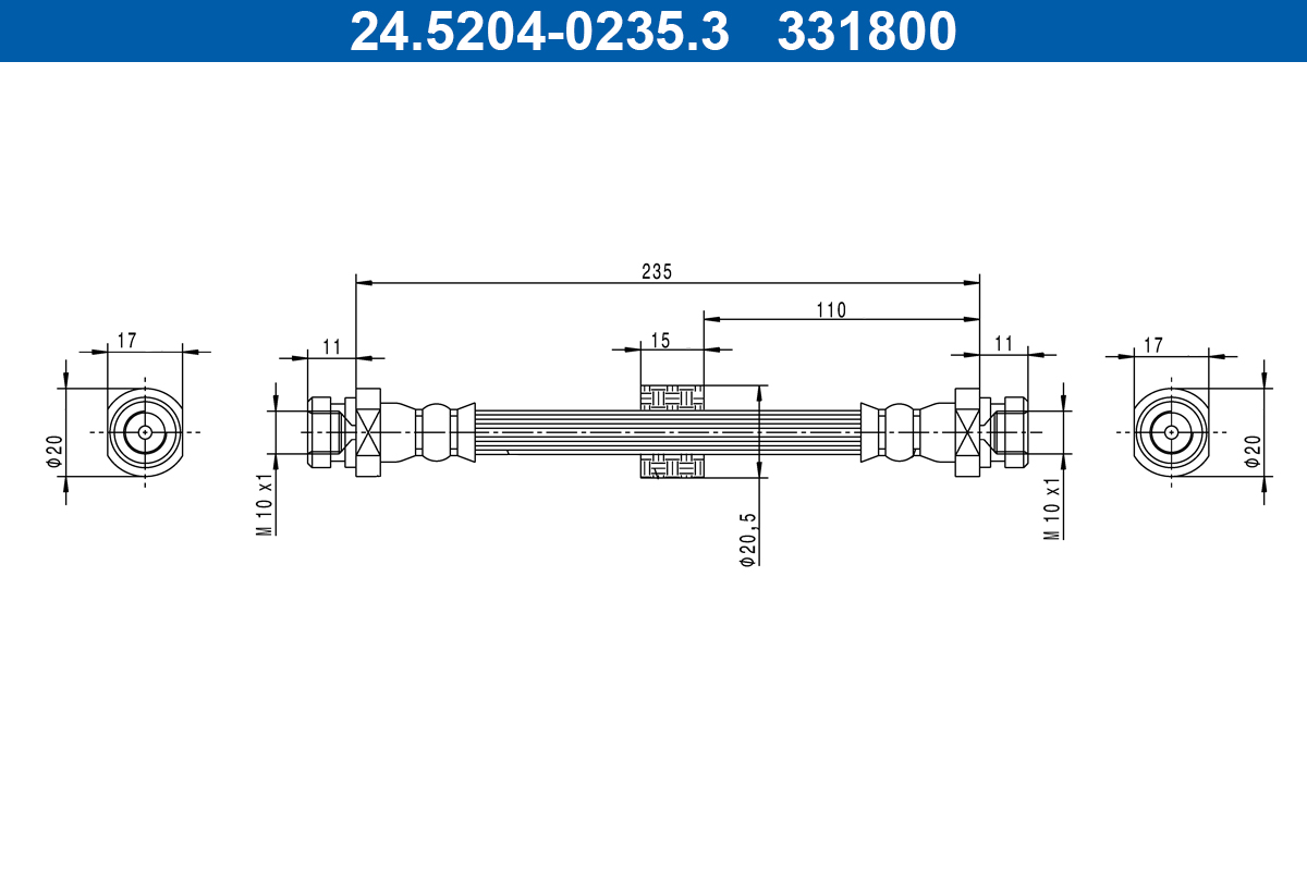 ATE Bremseslange 24520402353 for MITSUBISHI