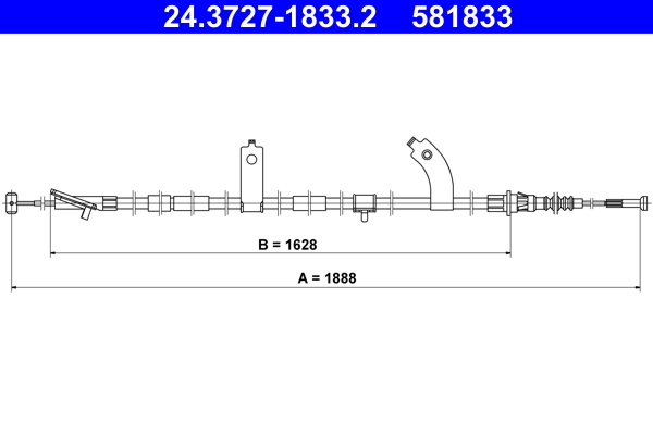 ATE Håndbremsekabel 24372718332 for MAZDA