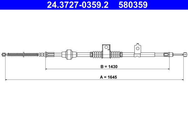ATE Håndbremsekabel 24.3727-0359.2 for PEUGEOT MITSUBISHI
