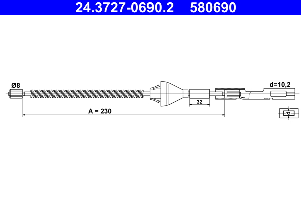 ATE Håndbremsekabel 24372706902 for FORD