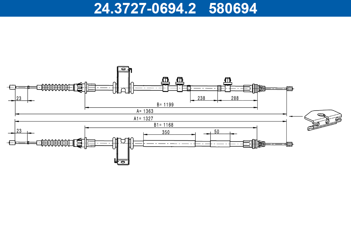 ATE Håndbremsekabel 24372706942 for FORD