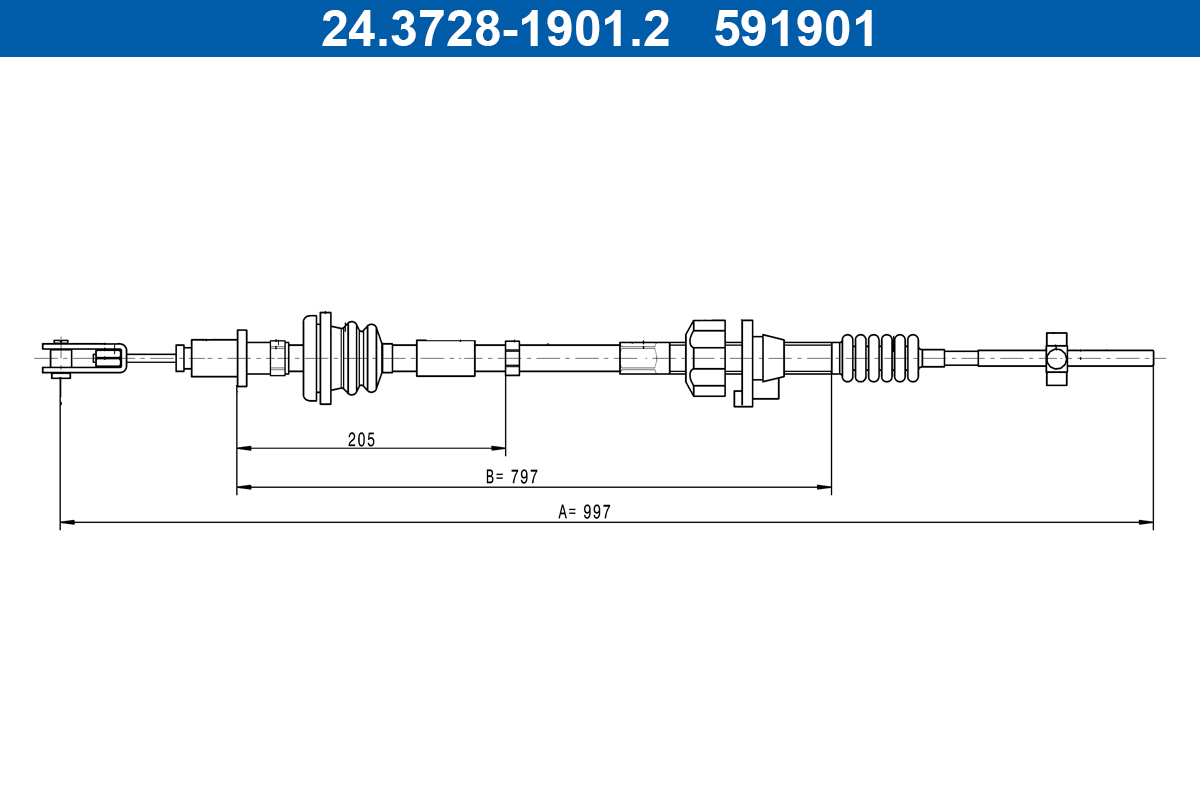 ATE Koblingskabel 24372819012 for PEUGEOT TOYOTA