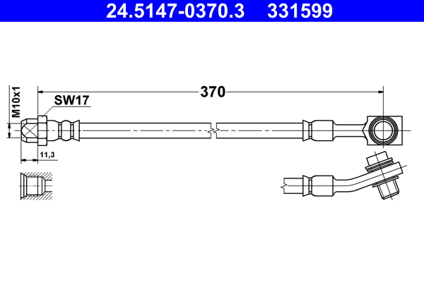 ATE Bremseslange 24514703703 for MERCEDES-BENZ