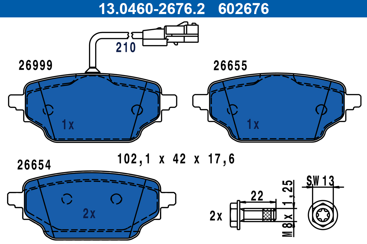 ATE Bremseklodser 13046026762 for MERCEDES-BENZ