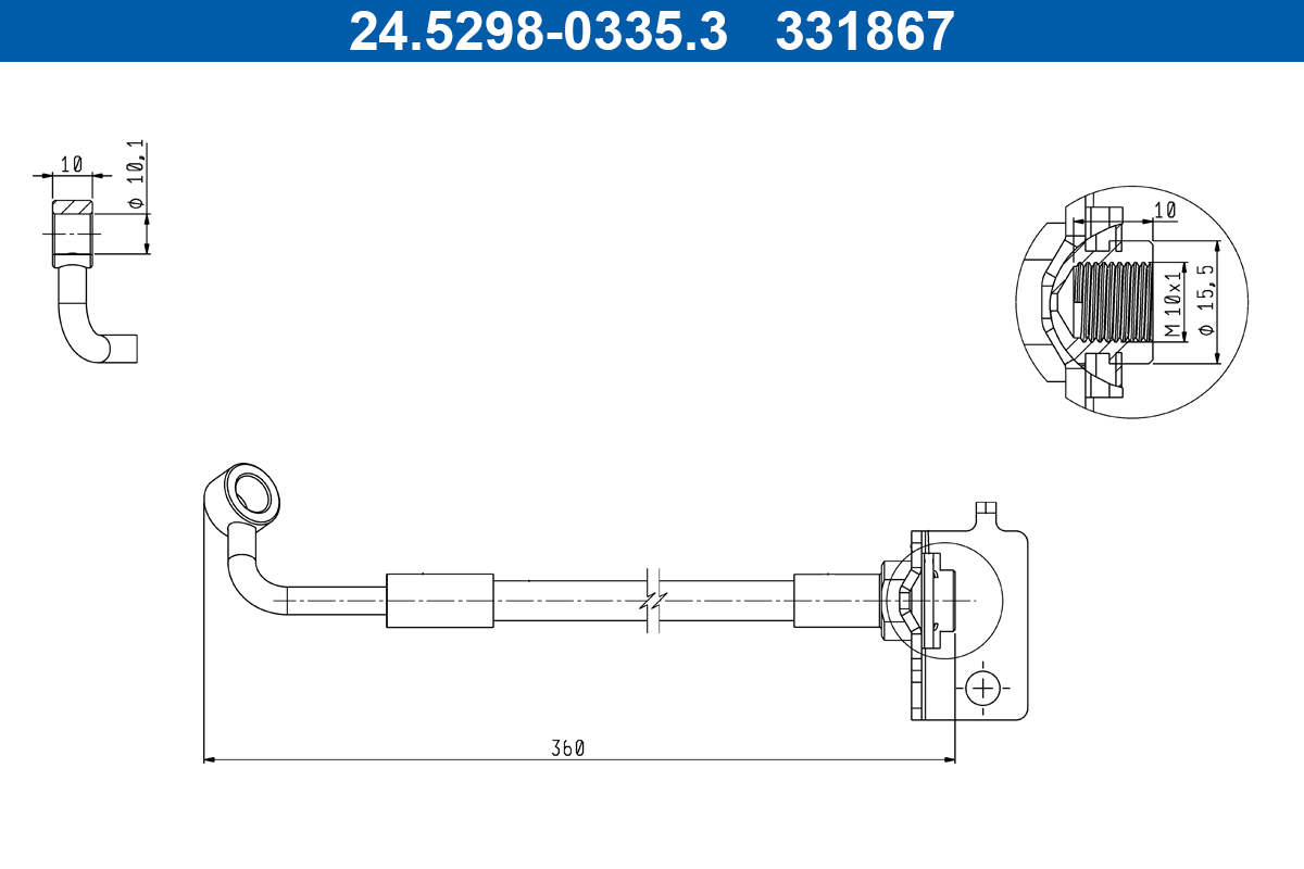 ATE Bremseslange 24529803353 for HYUNDAI