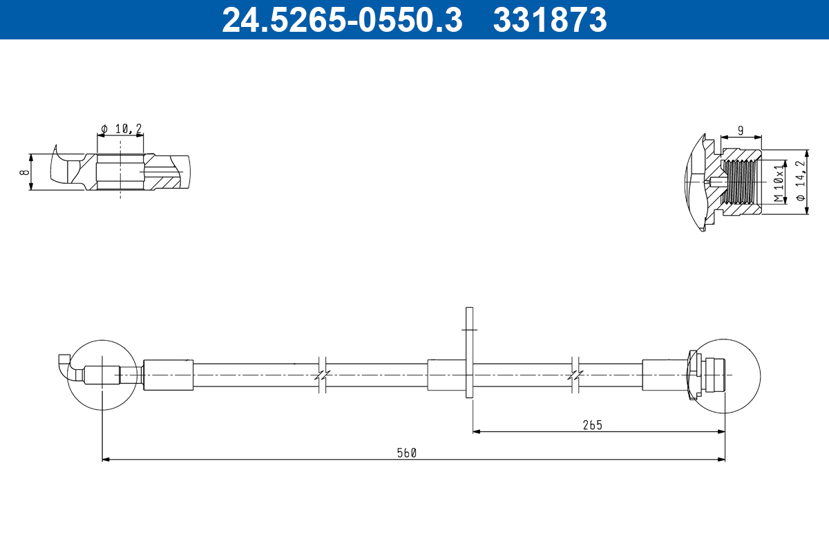 ATE Bremseslange 24526505503 for TOYOTA