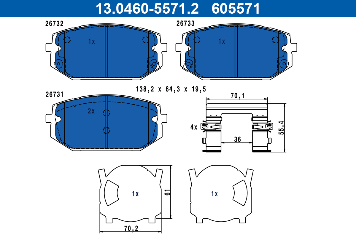 ATE Bremseklodser 13046055712 for KIA