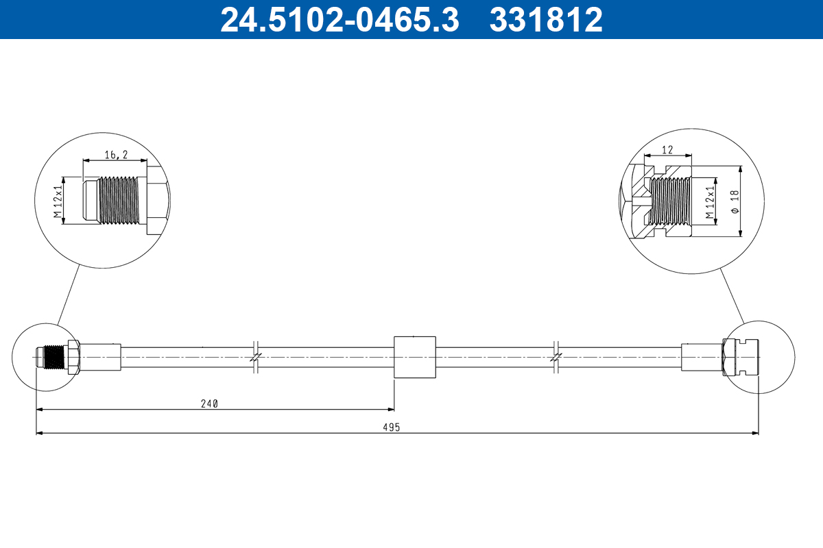 ATE Bremseslange 24510204653 for MERCEDES-BENZ