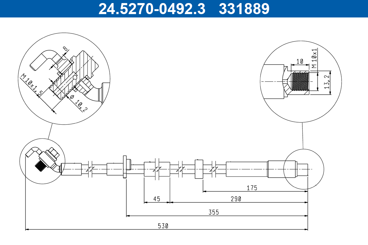 ATE Bremseslange 24527004923 for VAUXHALL