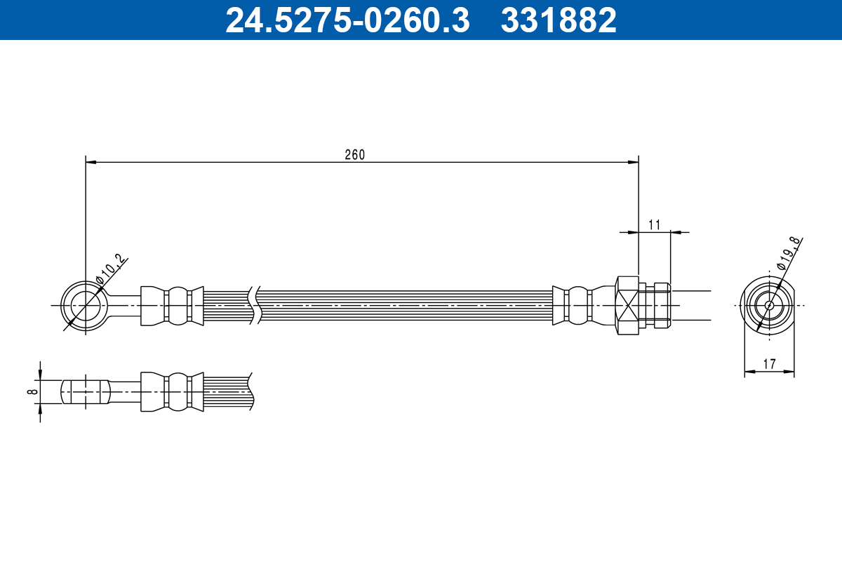 ATE Bremseslange 24527502603 for MITSUBISHI