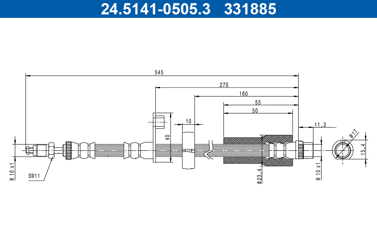 ATE Bremseslange 24514105053 for VAUXHALL