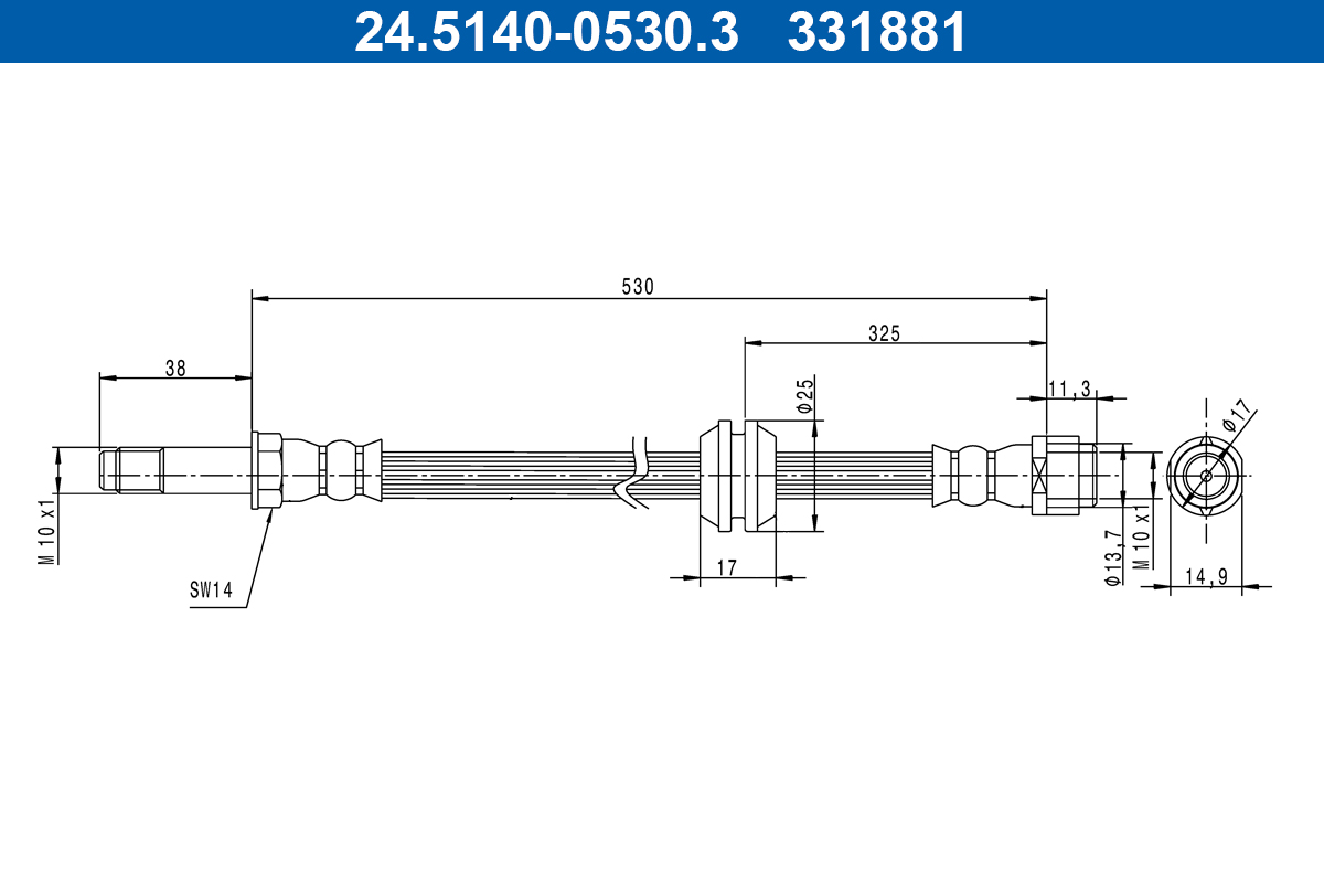 ATE Bremseslange 24514005303 for MERCEDES-BENZ