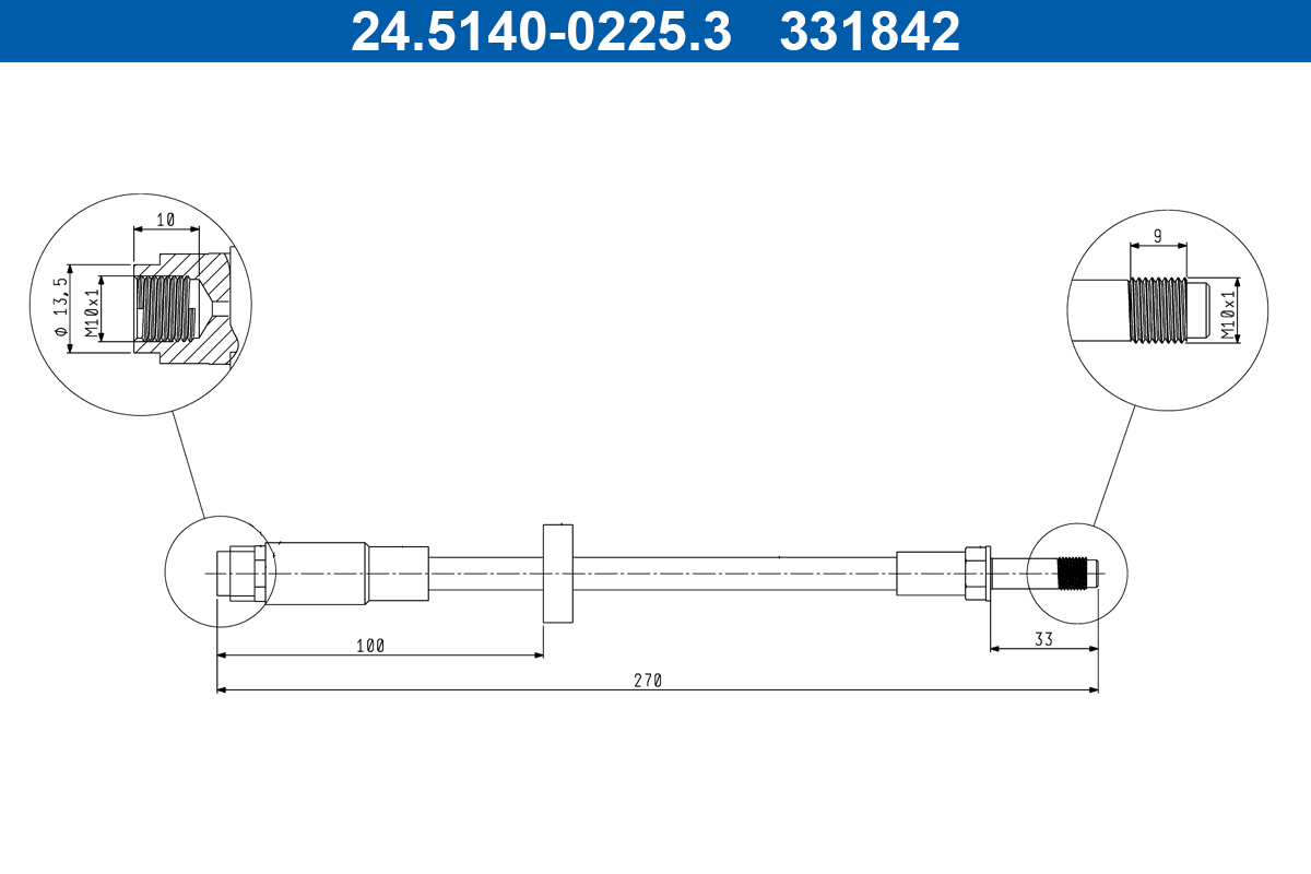 ATE Bremseslange 24514002253 for PORSCHE