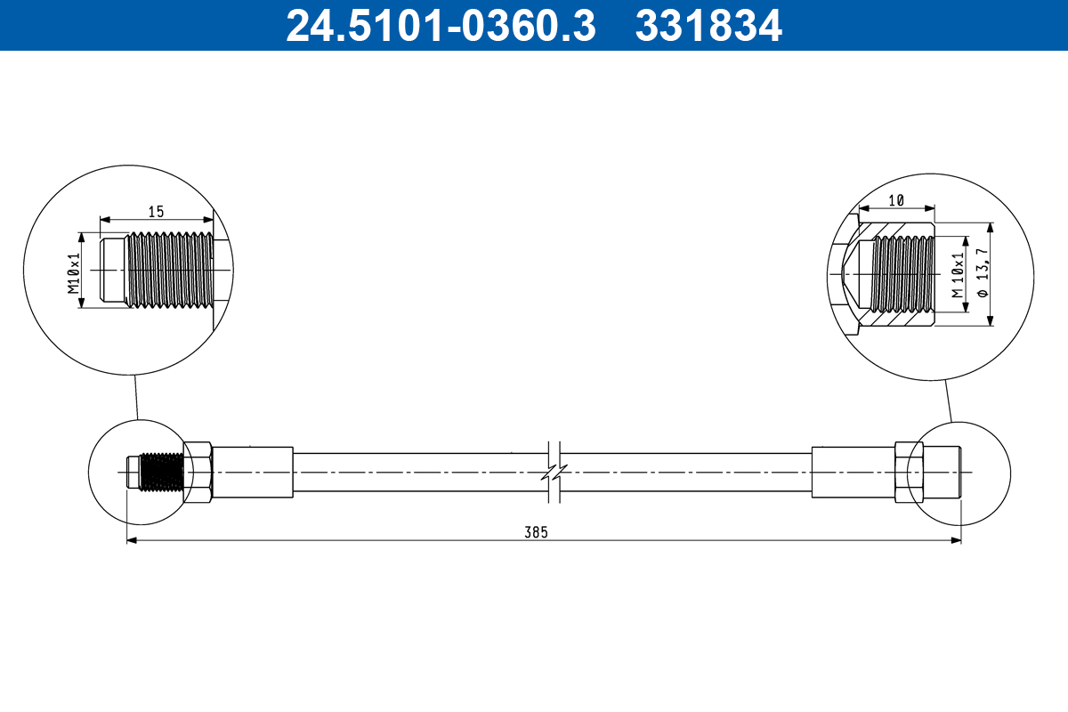 ATE Bremseslange 24510103603 for MERCEDES-BENZ