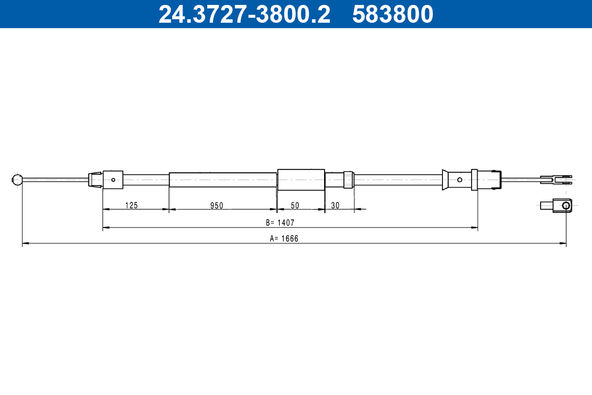 ATE Håndbremsekabel 24372738002 for MERCEDES-BENZ VAG