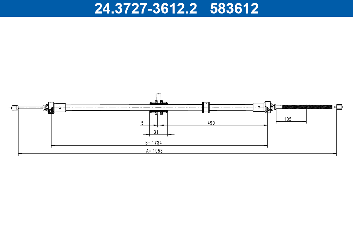 ATE Håndbremsekabel 24372736122 for DACIA