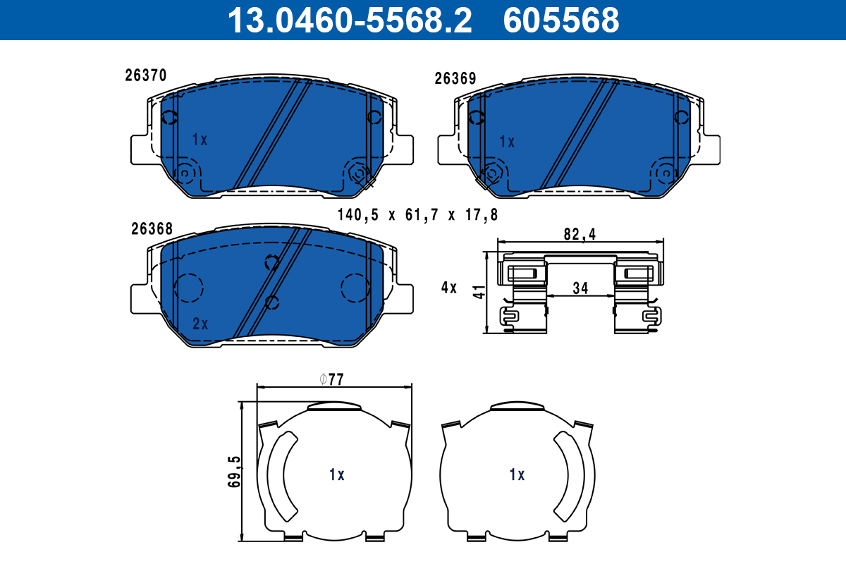 ATE Bremseklodser 13046055682 for KIA