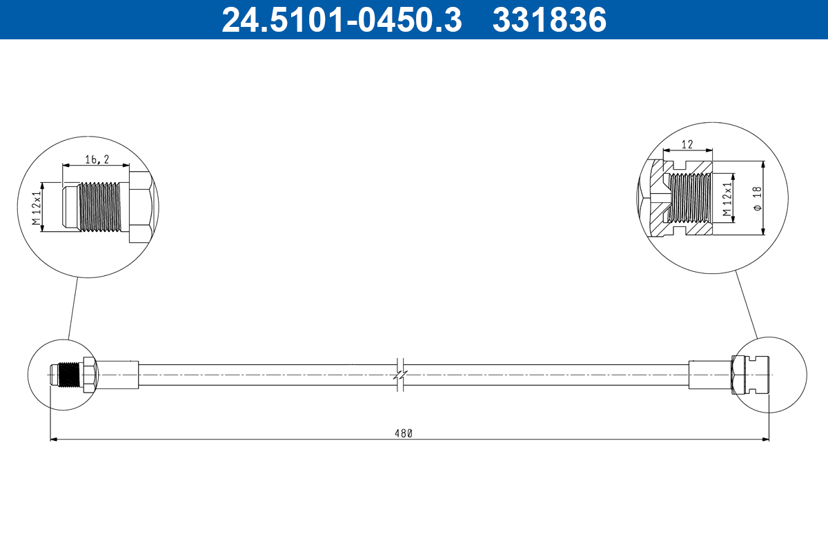 ATE Bremseslange 24510104503 for MAN MERCEDES-BENZ STEYR