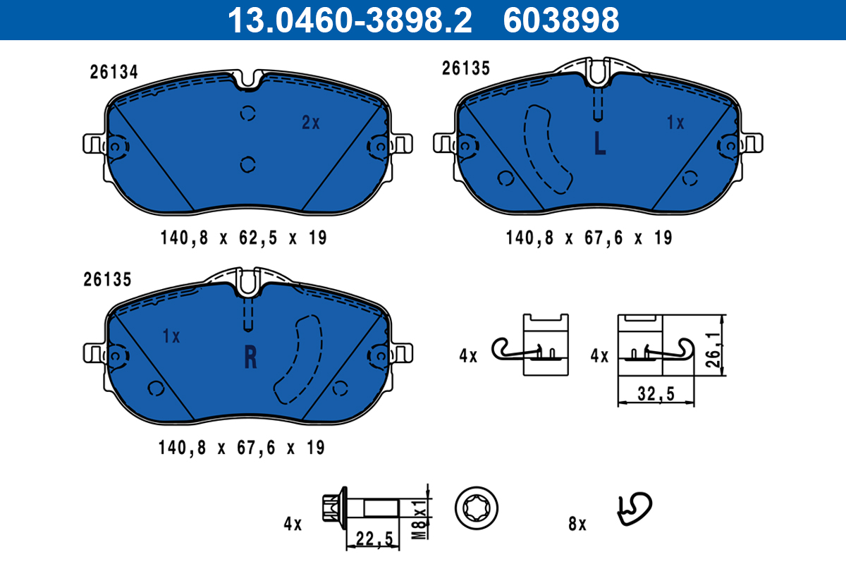 ATE Bremseklodser 13046038982 for MERCEDES-BENZ