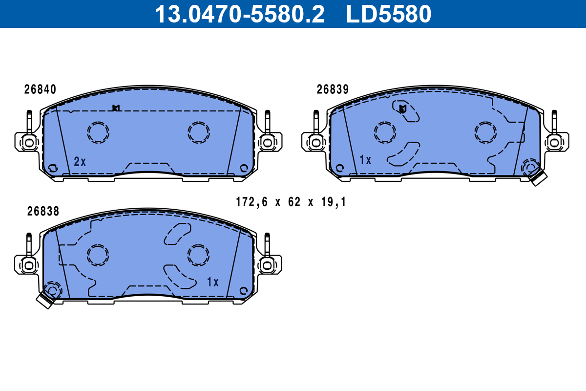 ATE Bremseklodser 13047055802 for NISSAN