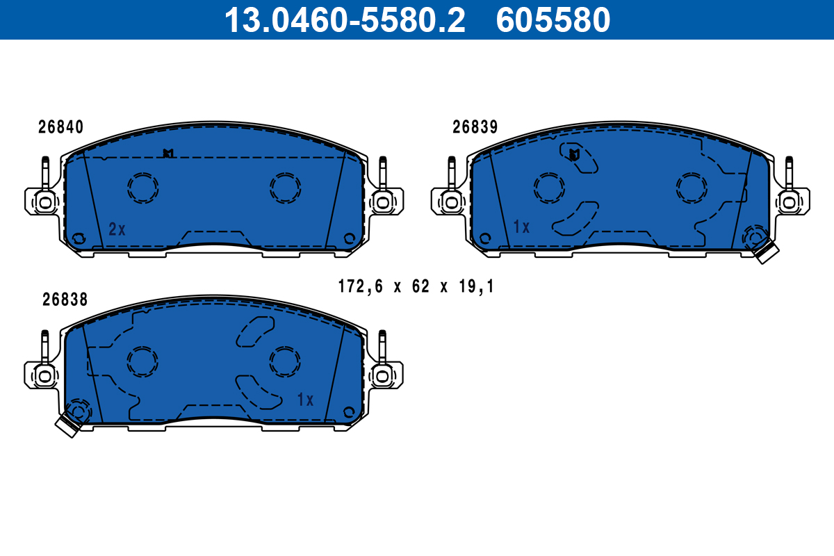 ATE Bremseklodser 13046055802 for NISSAN