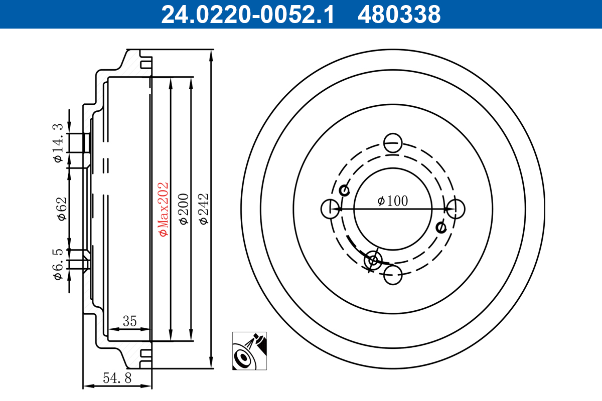 ATE Bremsetromle 24.0220-0052.1 for SUZUKI
