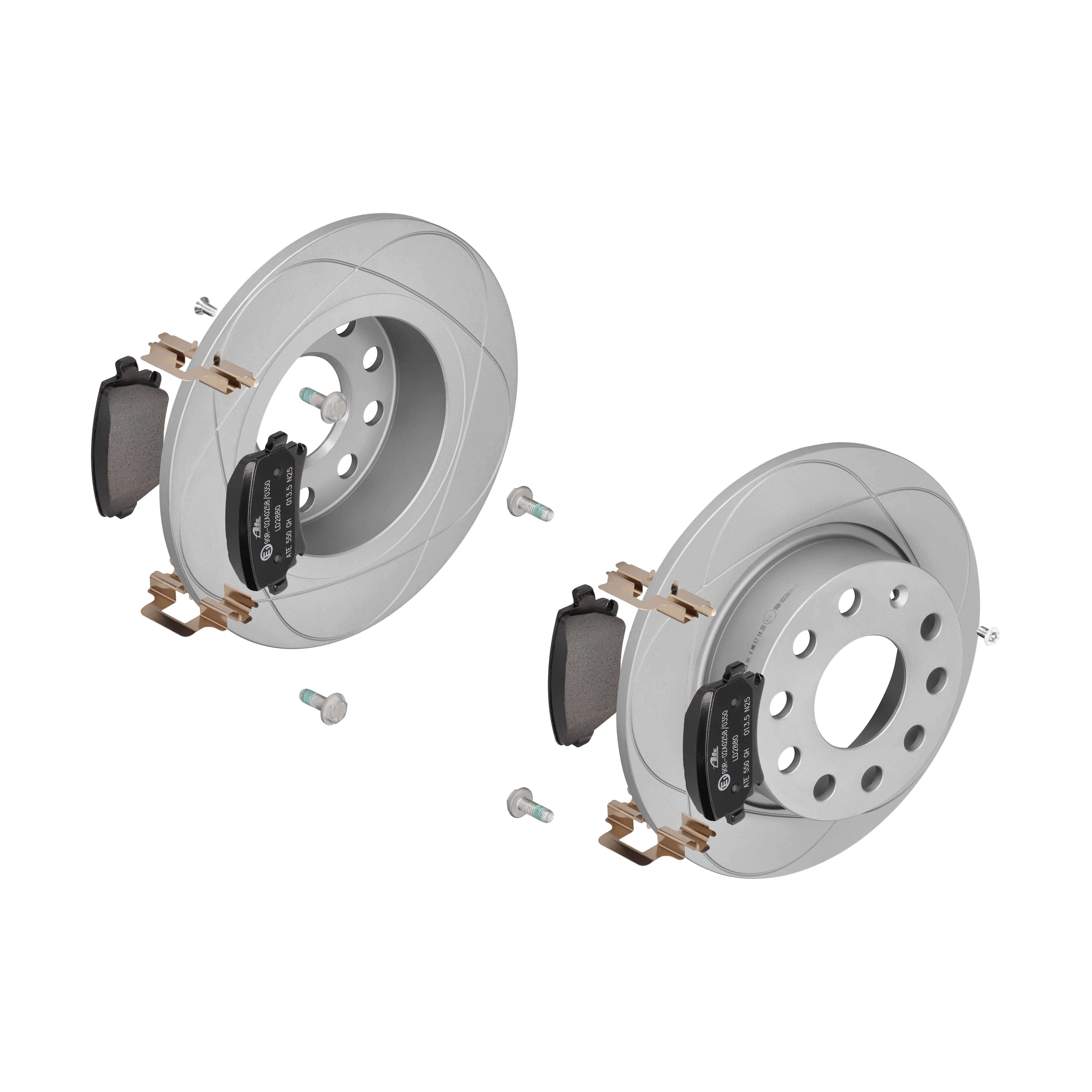 ATE Bremsesæt, skivebremser 142042701 bagaksel fuld 253mm 10mm for VAG SKODA SEAT