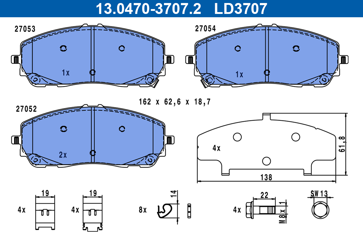 ATE Bremseklodser 13047037072 for TOYOTA