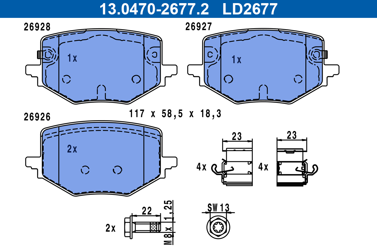 ATE Bremseklodser 13047026772 for NISSAN