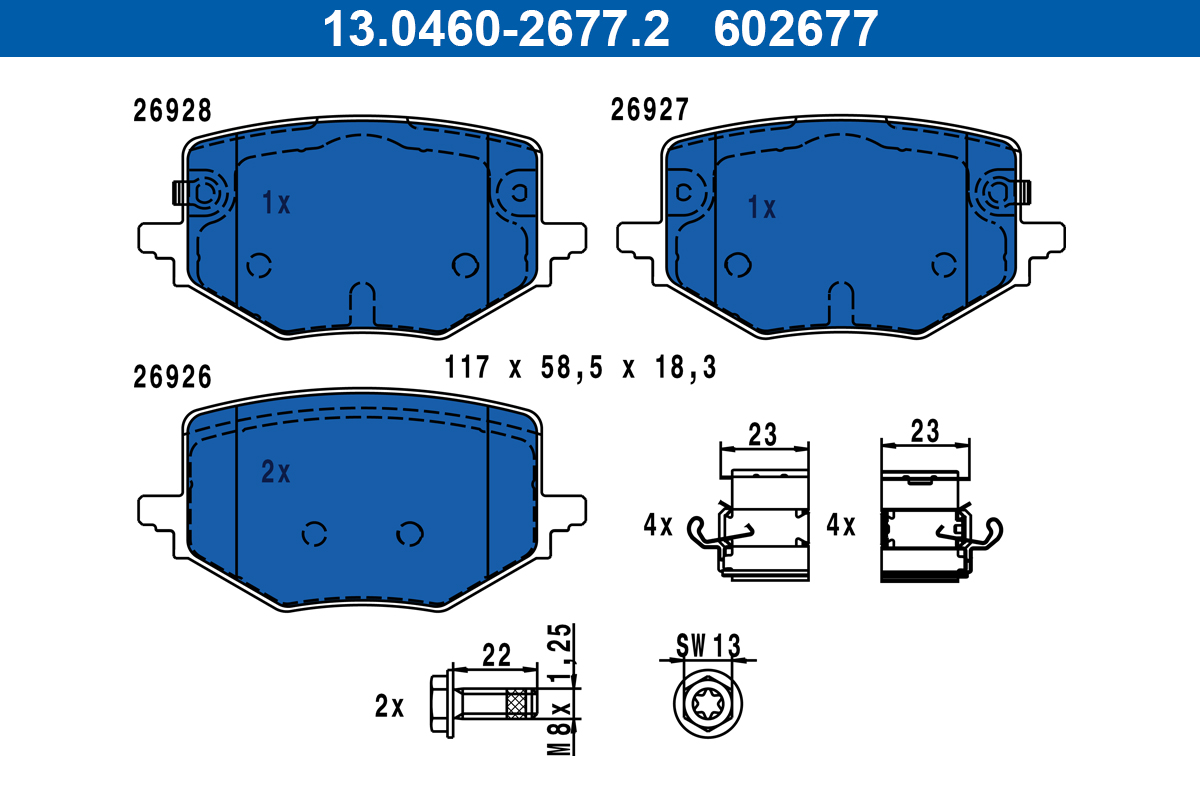 ATE Bremseklodser 13046026772 for NISSAN