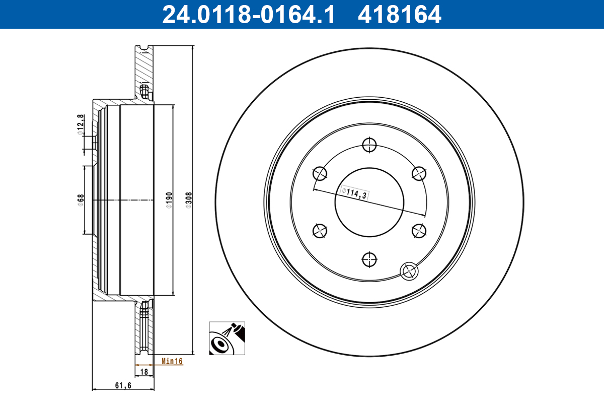 ATE Bremseskive 24011801641 ventileret 308mm 18mm for MERCEDES-BENZ RENAULT