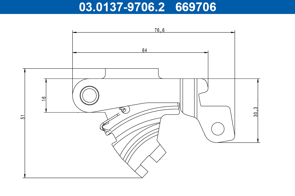 ATE Tilbehørssæt, parkeringsbremsebakker 03013797062 for PEUGEOT FIAT