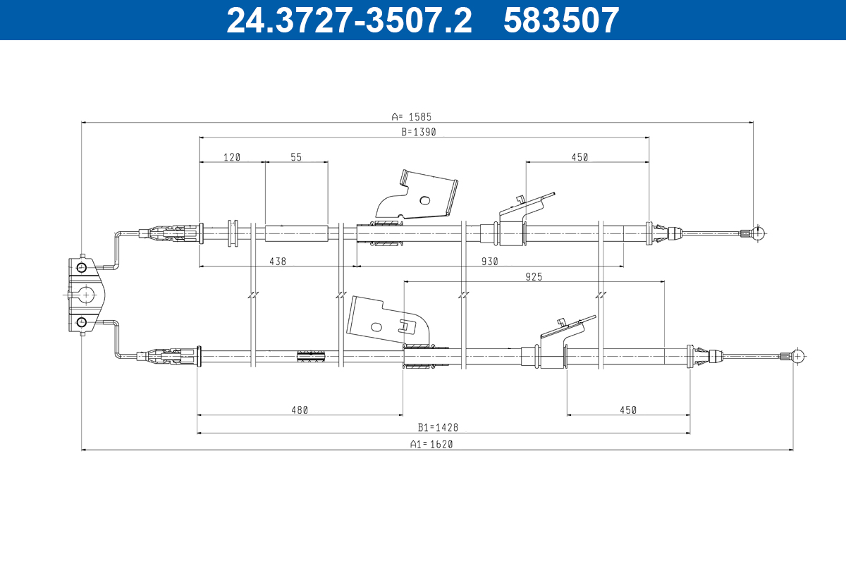 ATE Håndbremsekabel 24372735072 for VAUXHALL
