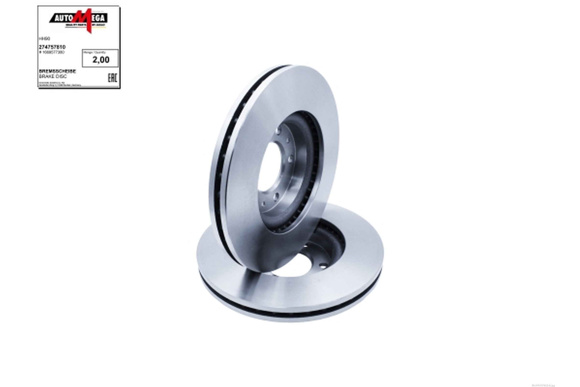 AUTOMEGA Bremseskive 274757810 283mm 26mm for OPEL