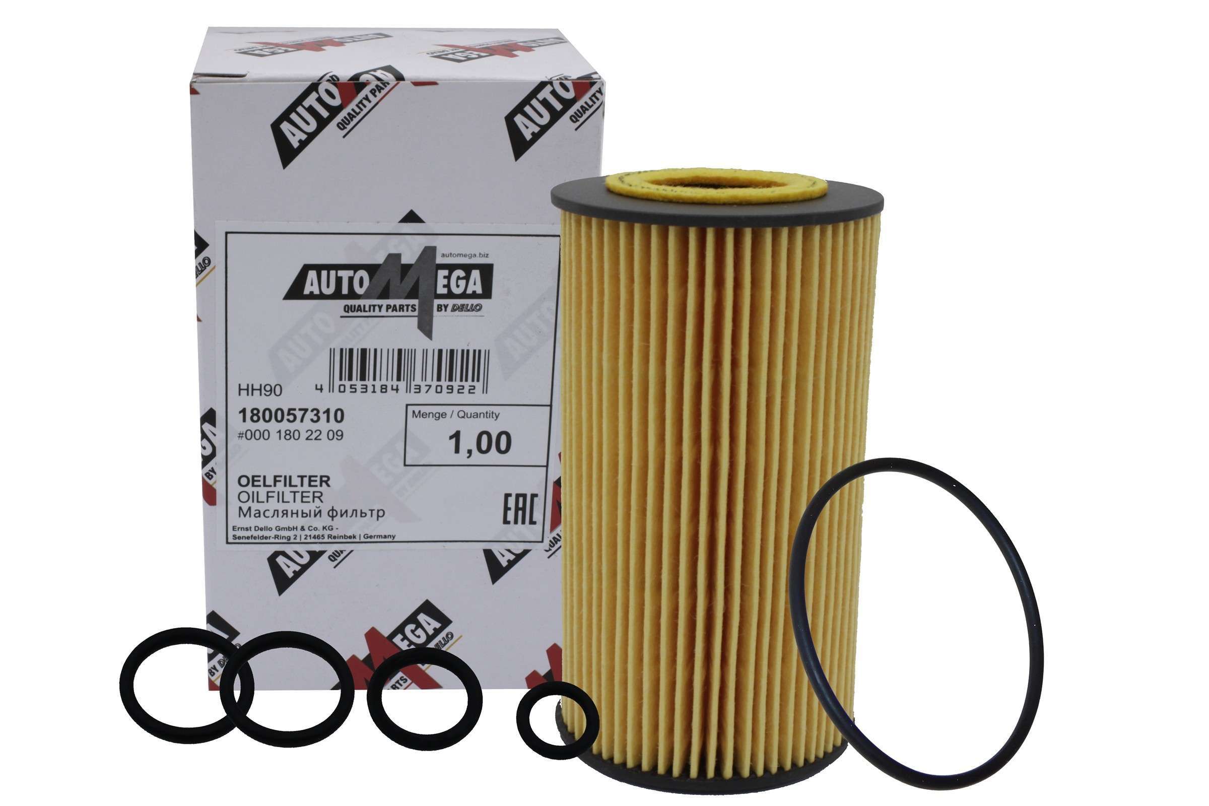 AUTOMEGA Oliefilter 180057310 Filterindsats height_mm_209|Højde [mm]|114 inner_diameter_mm_496|Indvendig diameter [mm]|31 114mm for SMART FIAT