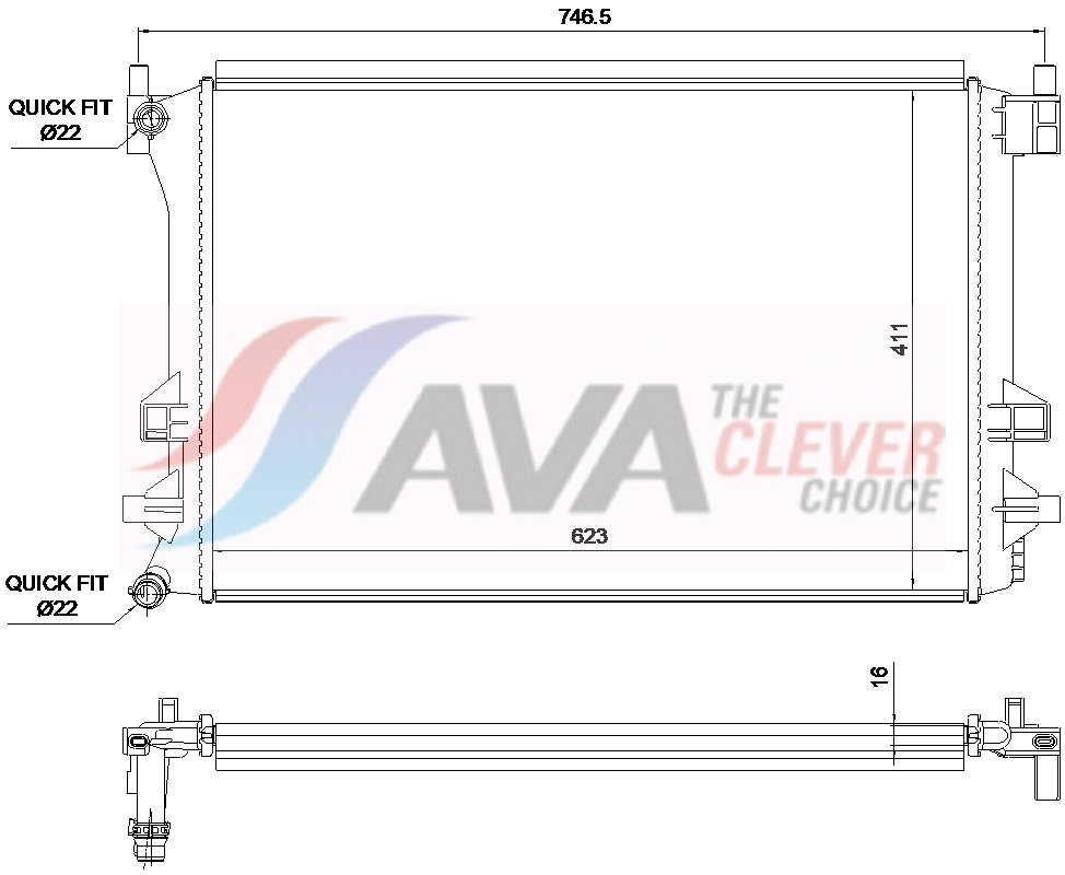 AVA CLEVER CHOICE Køler, motorkøling vn2463 for AUDI VW