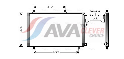 AVA CLEVER CHOICE Kondensor, klimaanlæg pe5257 for PEUGEOT