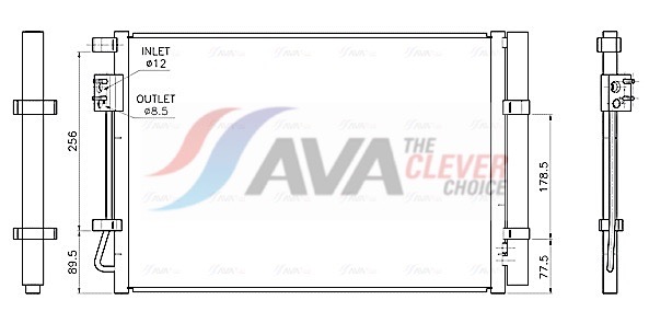 AVA CLEVER CHOICE Kondensor, klimaanlæg hy5602d for HYUNDAI