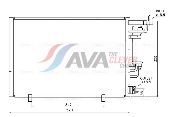 AVA CLEVER CHOICE Kondensor, klimaanlæg fd5707d for FORD