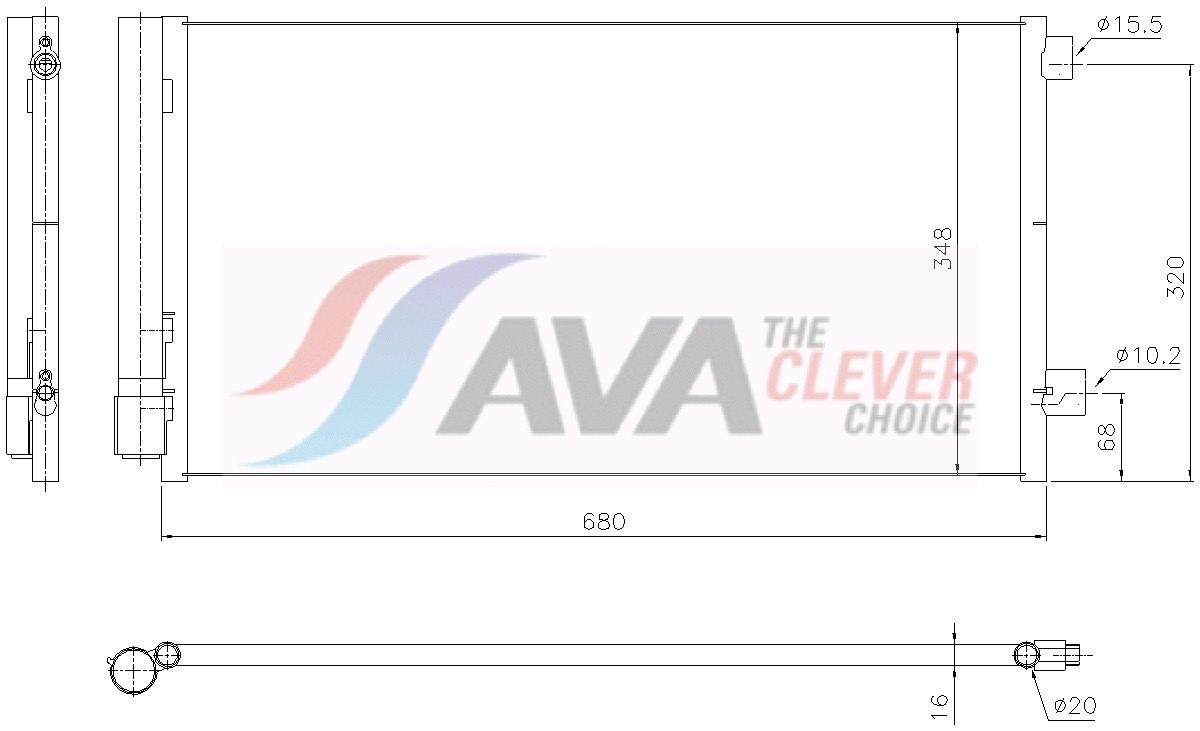 AVA CLEVER CHOICE Kondensor, klimaanlæg JE5097D for JEEP